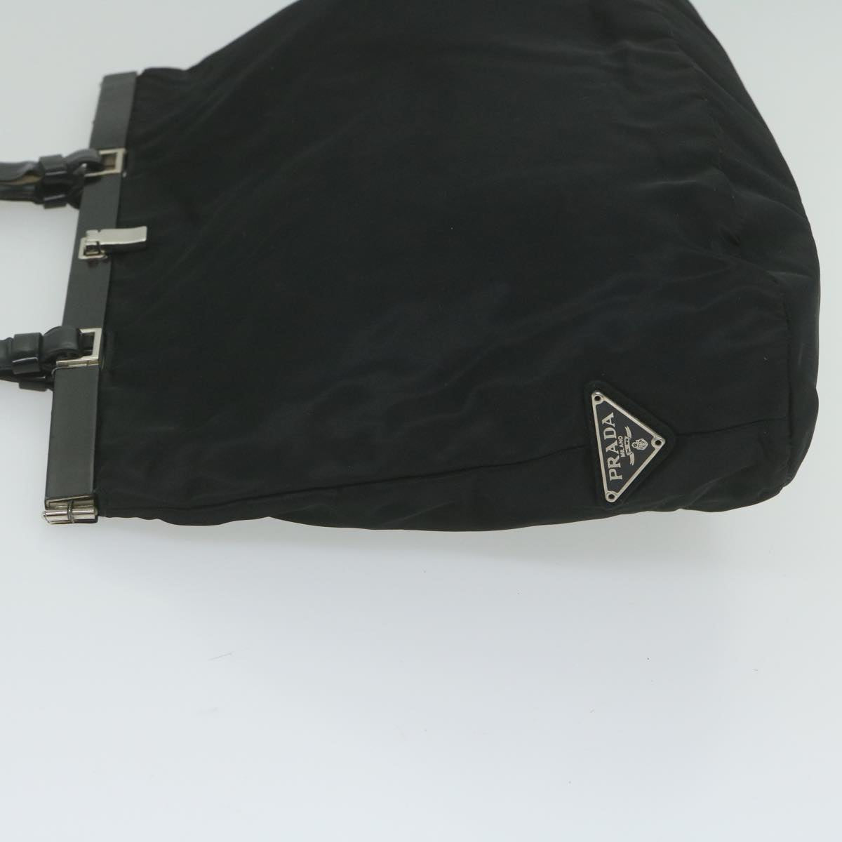 PRADA Hand Bag Nylon Black Auth 61632