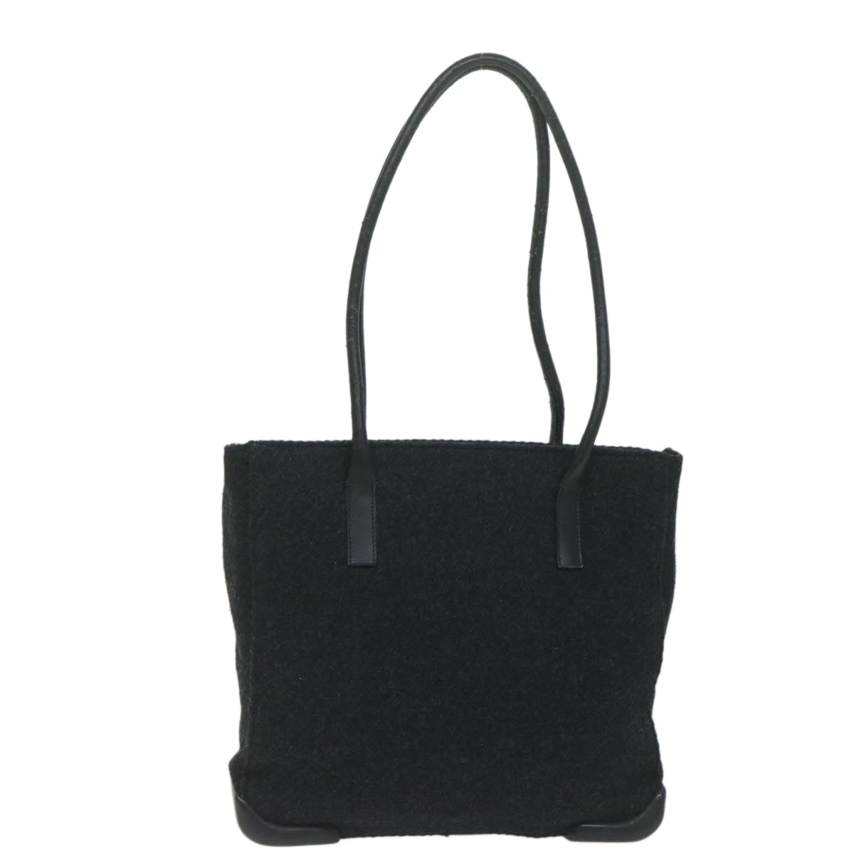 PRADA Tote Bag Wool Black Auth 61633