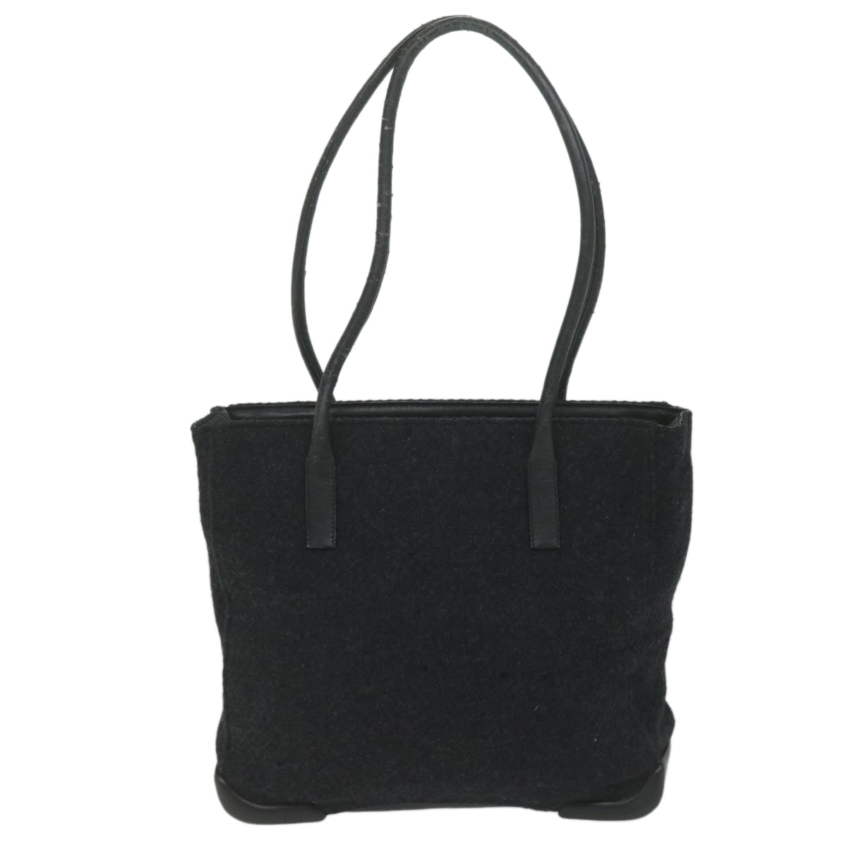 PRADA Tote Bag Wool Black Auth 61633 - 0