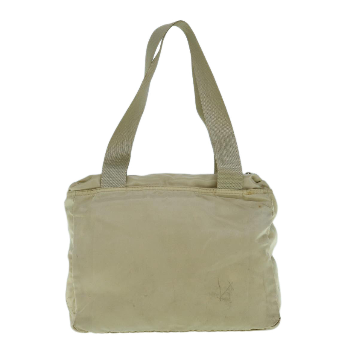 PRADA Tote Bag Nylon Cream Auth 61638
