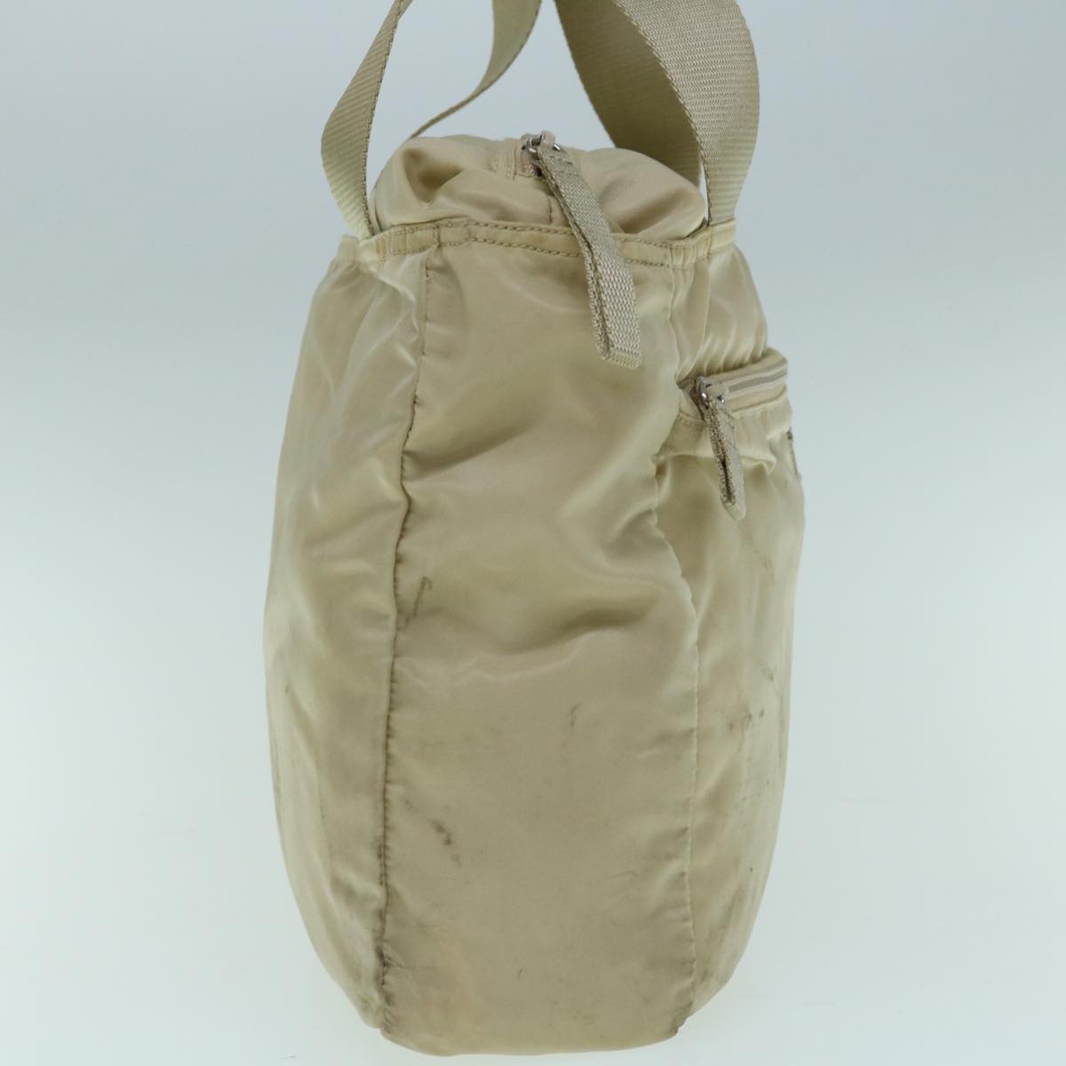 PRADA Tote Bag Nylon Cream Auth 61638