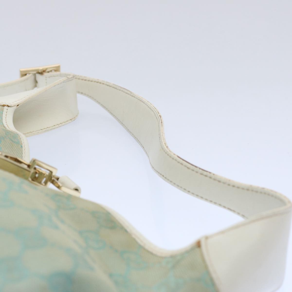 GUCCI GG Canvas Jackie Shoulder Bag Light Blue 001 4057 Auth 61650