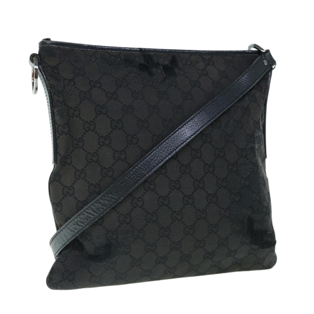 GUCCI GG Canvas Shoulder Bag Black 113013 Auth 61651