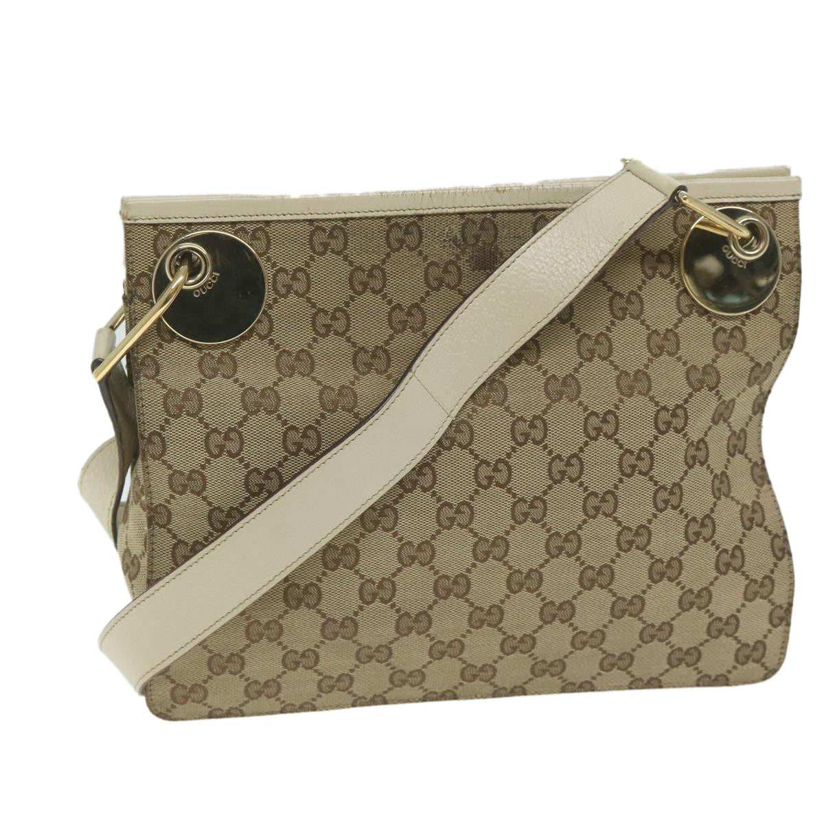 GUCCI GG Canvas Shoulder Bag Beige 120841 Auth 61654