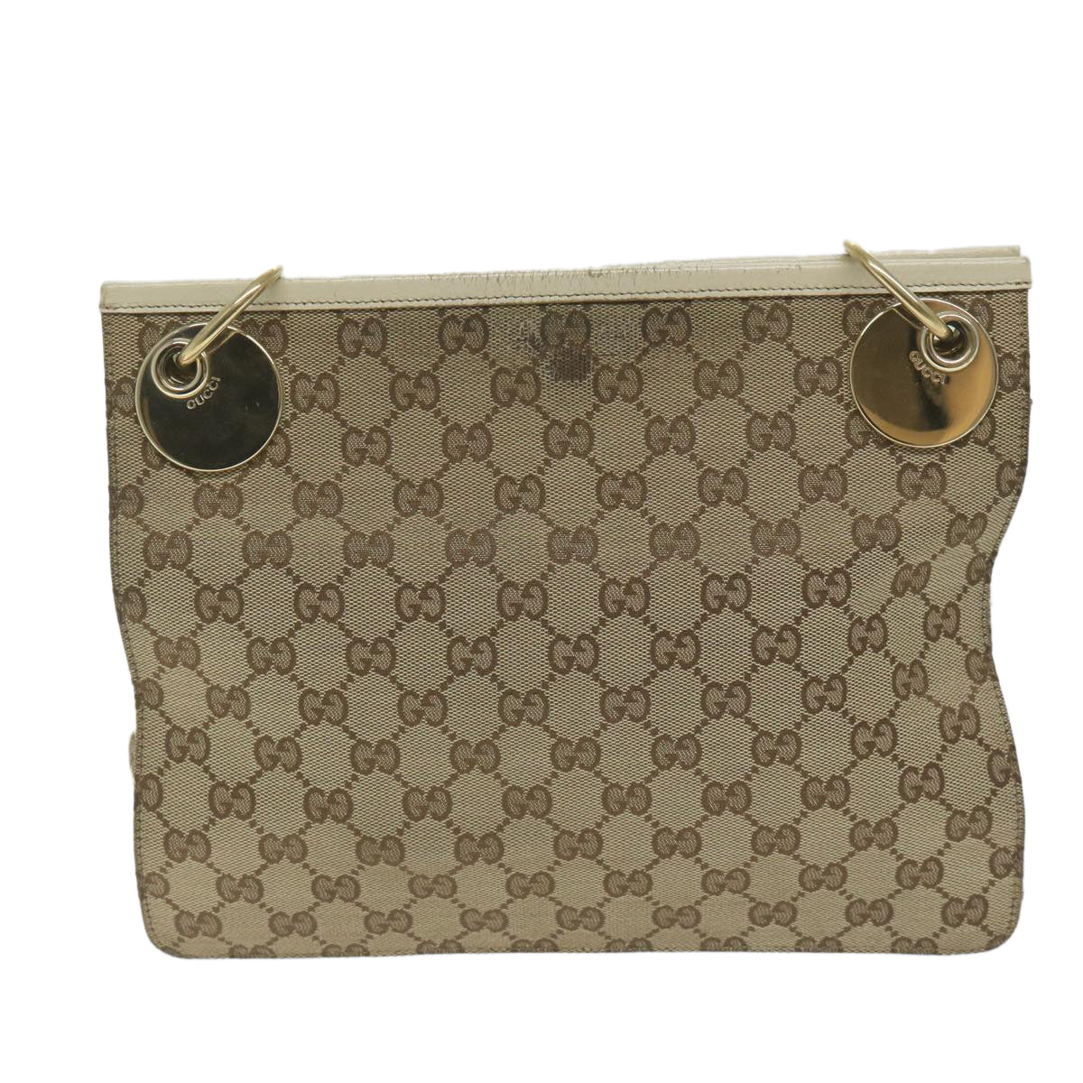 GUCCI GG Canvas Shoulder Bag Beige 120841 Auth 61654