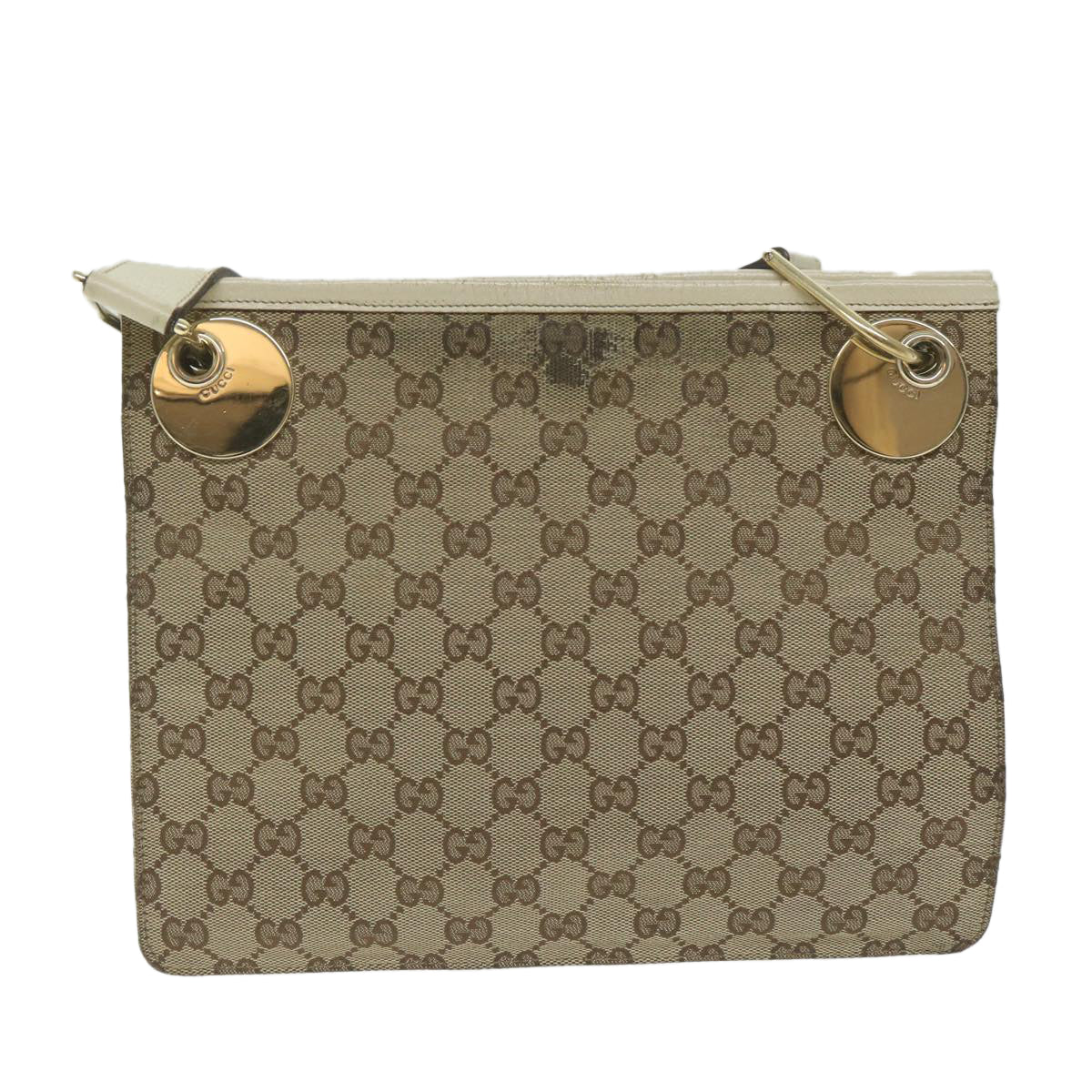 GUCCI GG Canvas Shoulder Bag Beige 120841 Auth 61654