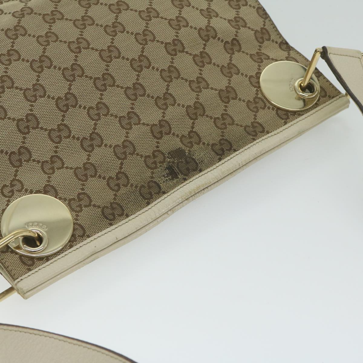 GUCCI GG Canvas Shoulder Bag Beige 120841 Auth 61654