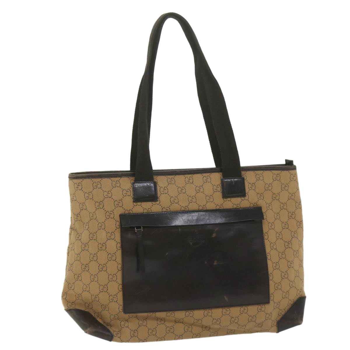 GUCCI GG Canvas Tote Bag Brown Auth 61657