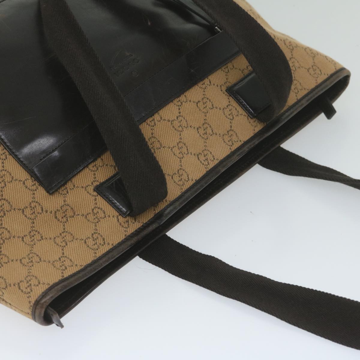 GUCCI GG Canvas Tote Bag Brown Auth 61657