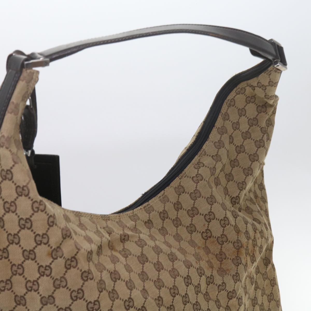 GUCCI GG Canvas Shoulder Bag Beige Auth 61662