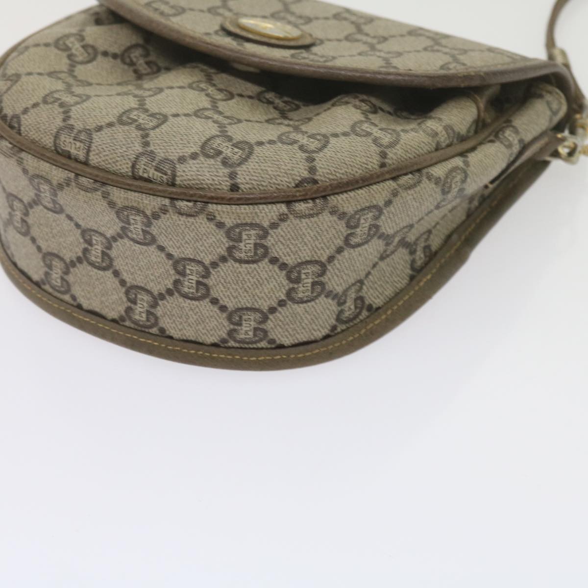 GUCCI GG PLUS Canvas Shoulder Bag PVC Beige Auth 61689