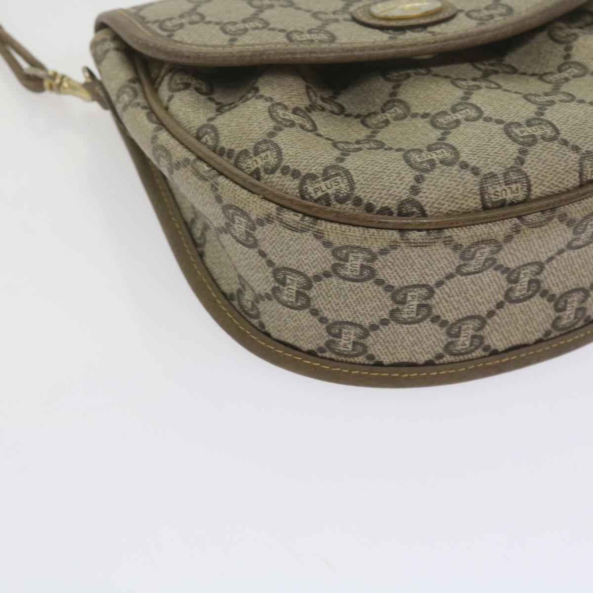 GUCCI GG PLUS Canvas Shoulder Bag PVC Beige Auth 61689