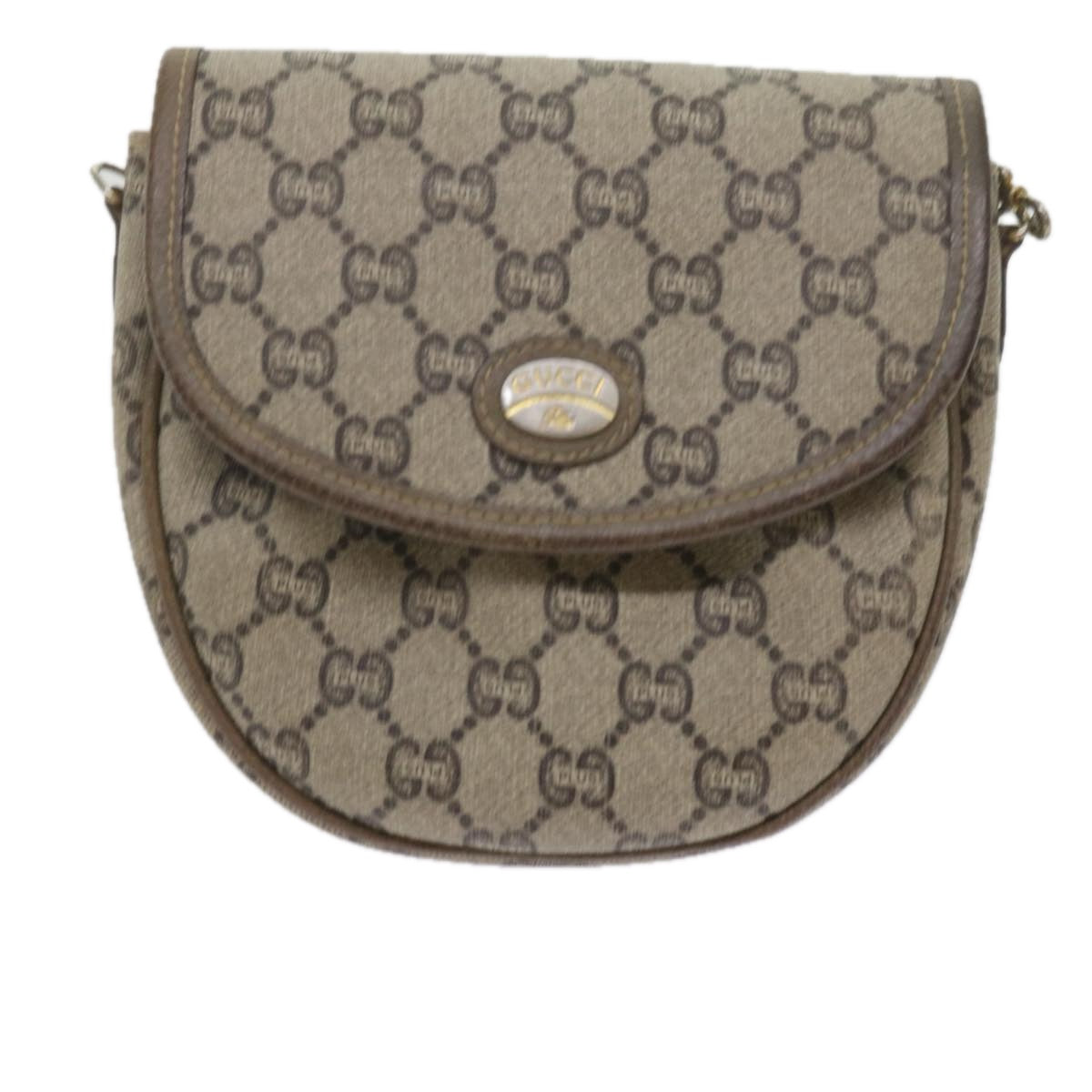 GUCCI GG PLUS Canvas Shoulder Bag PVC Beige Auth 61689