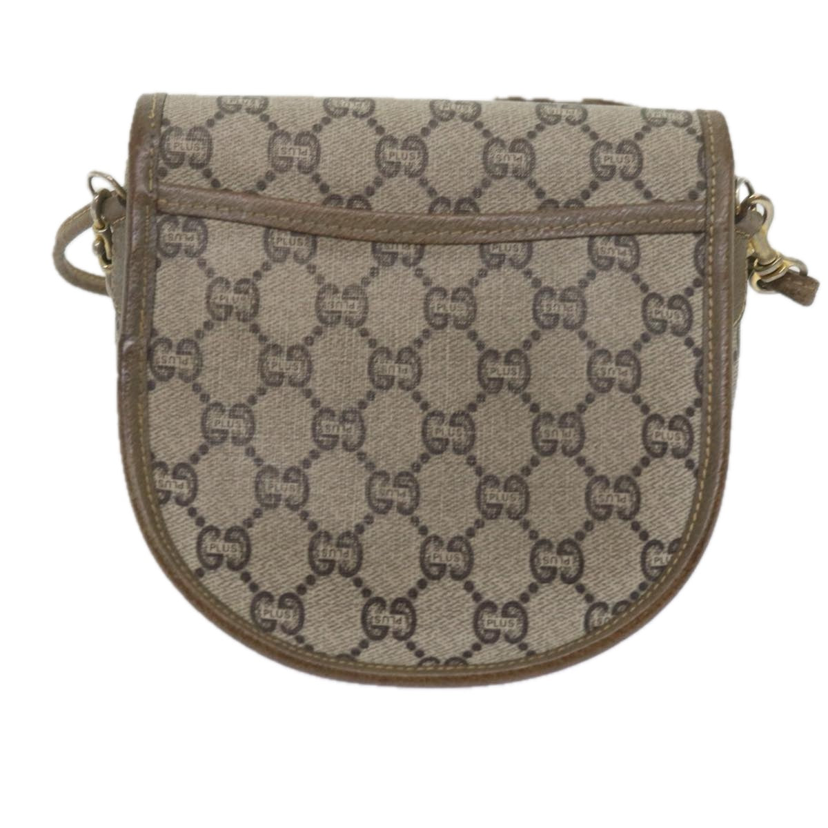 GUCCI GG PLUS Canvas Shoulder Bag PVC Beige Auth 61689