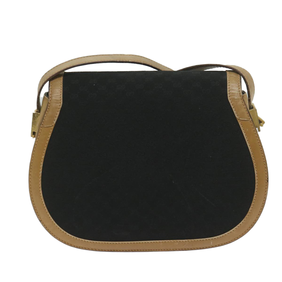 GUCCI Micro GG Canvas Shoulder Bag Black Beige Auth 61694