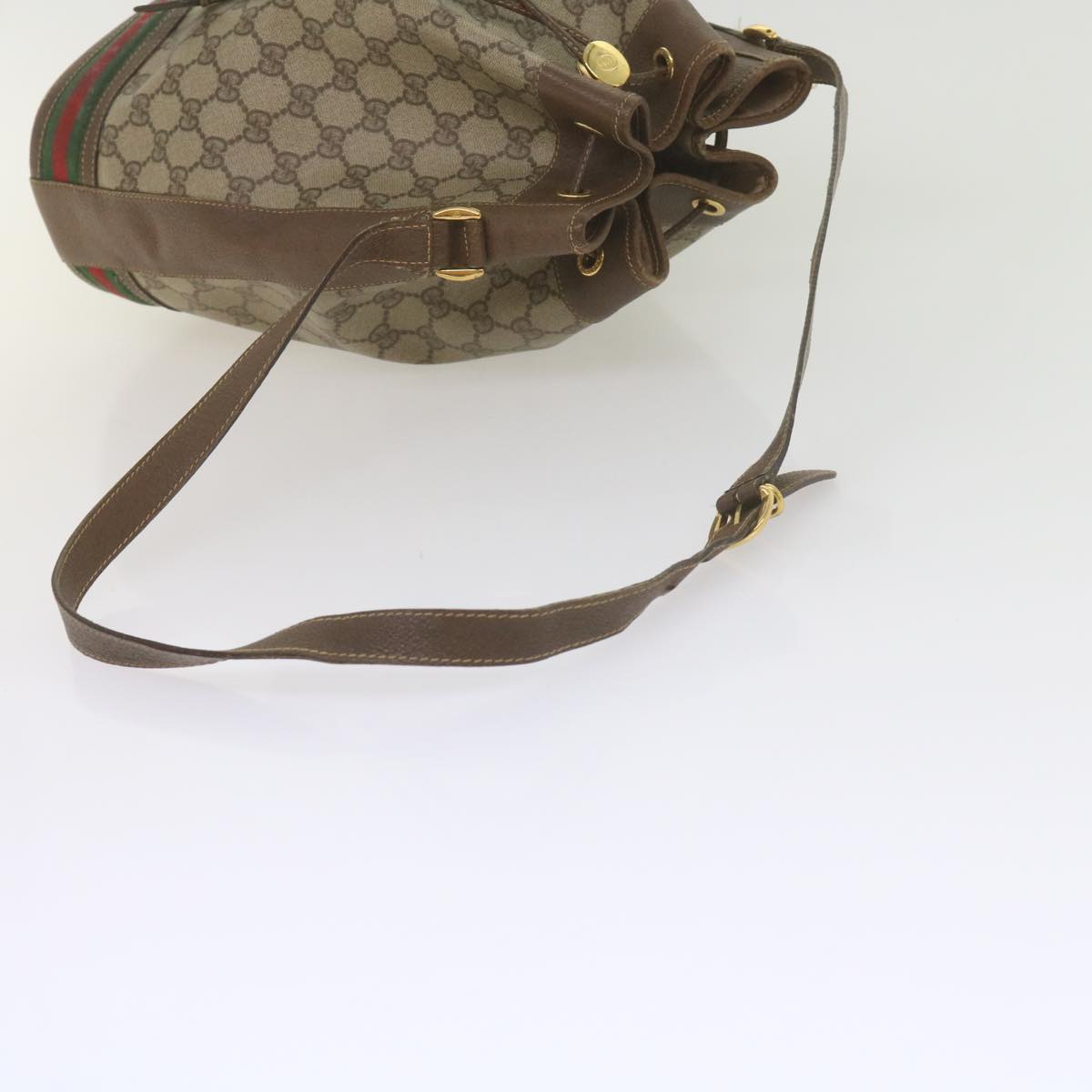 GUCCI GG Supreme Web Sherry Line Shoulder Bag Beige Red 001 116 0933 Auth 61702