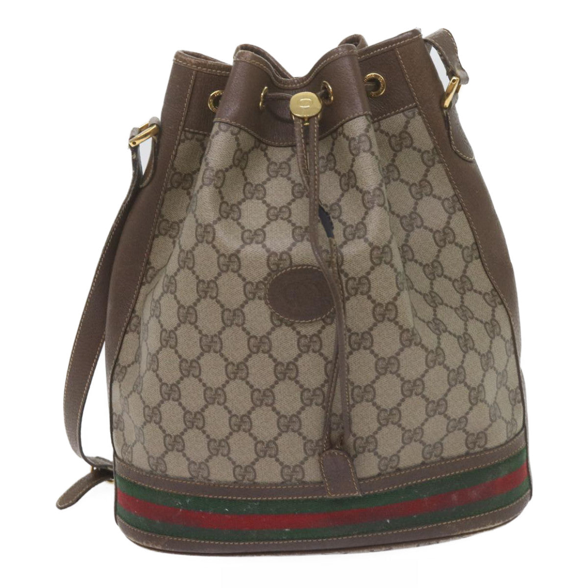 GUCCI GG Supreme Web Sherry Line Shoulder Bag Beige Red 001 116 0933 Auth 61702