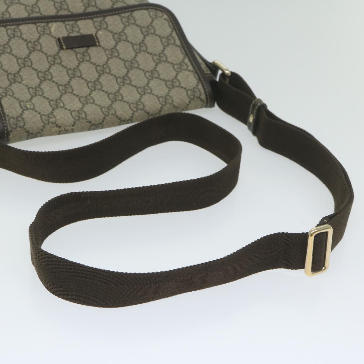 GUCCI GG Supreme Shoulder Bag PVC Leather Beige 223666 Auth 61785