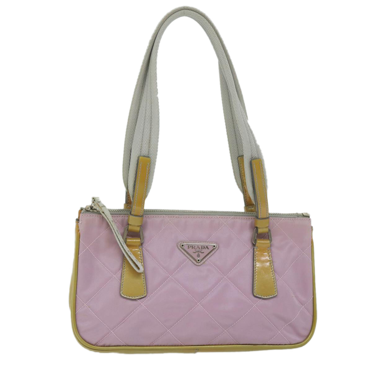 PRADA Hand Bag Nylon Enamel Pink Auth 61789