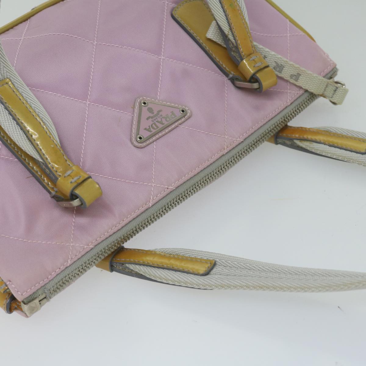 PRADA Hand Bag Nylon Enamel Pink Auth 61789