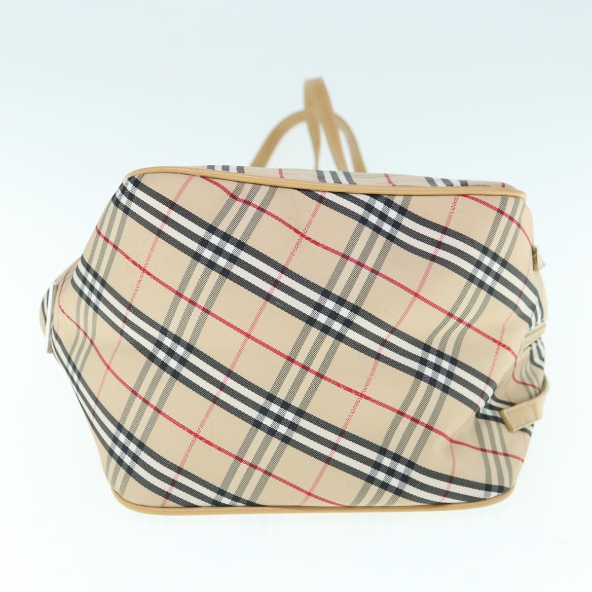 BURBERRY Nova Check Blue Label Tote Bag Canvas Beige Auth 61833