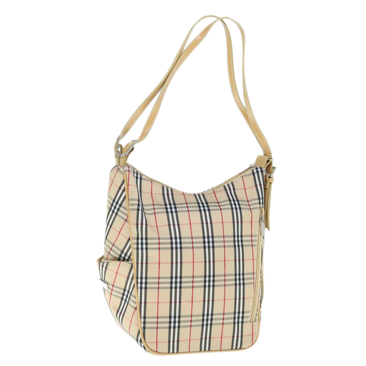 BURBERRY Nova Check Blue Label Tote Bag Canvas Beige Auth 61833