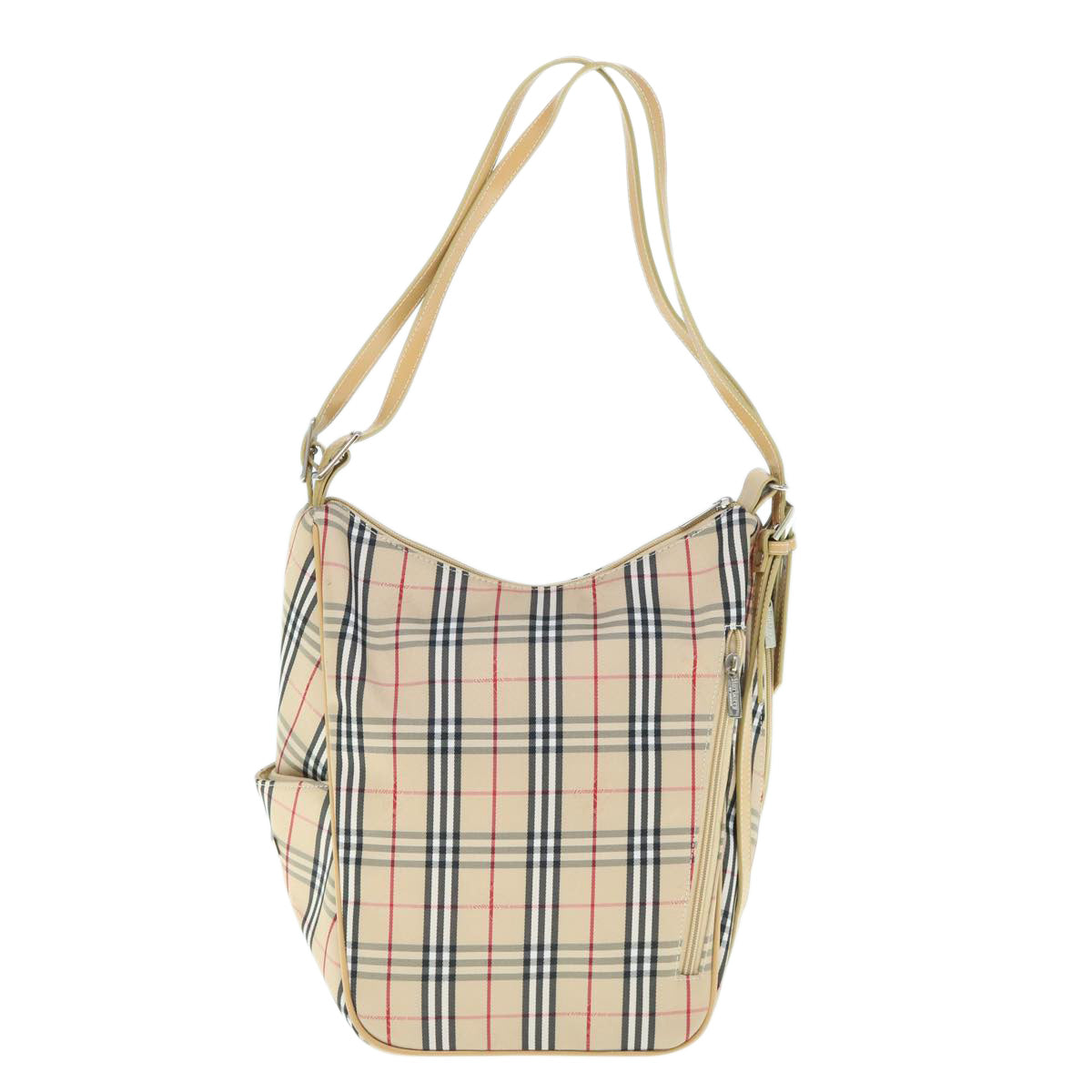 BURBERRY Nova Check Blue Label Tote Bag Canvas Beige Auth 61833