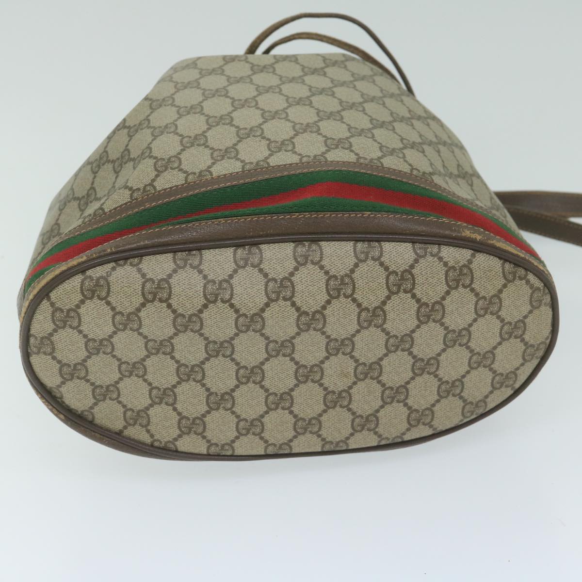 GUCCI GG Supreme Web Sherry Line Shoulder Bag Beige Red 164 02 085 Auth 61841