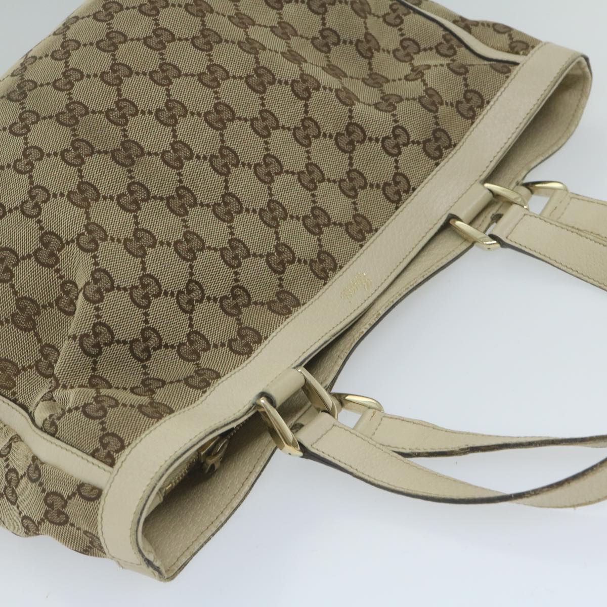 GUCCI GG Canvas Tote Bag Beige 170004 Auth 61842