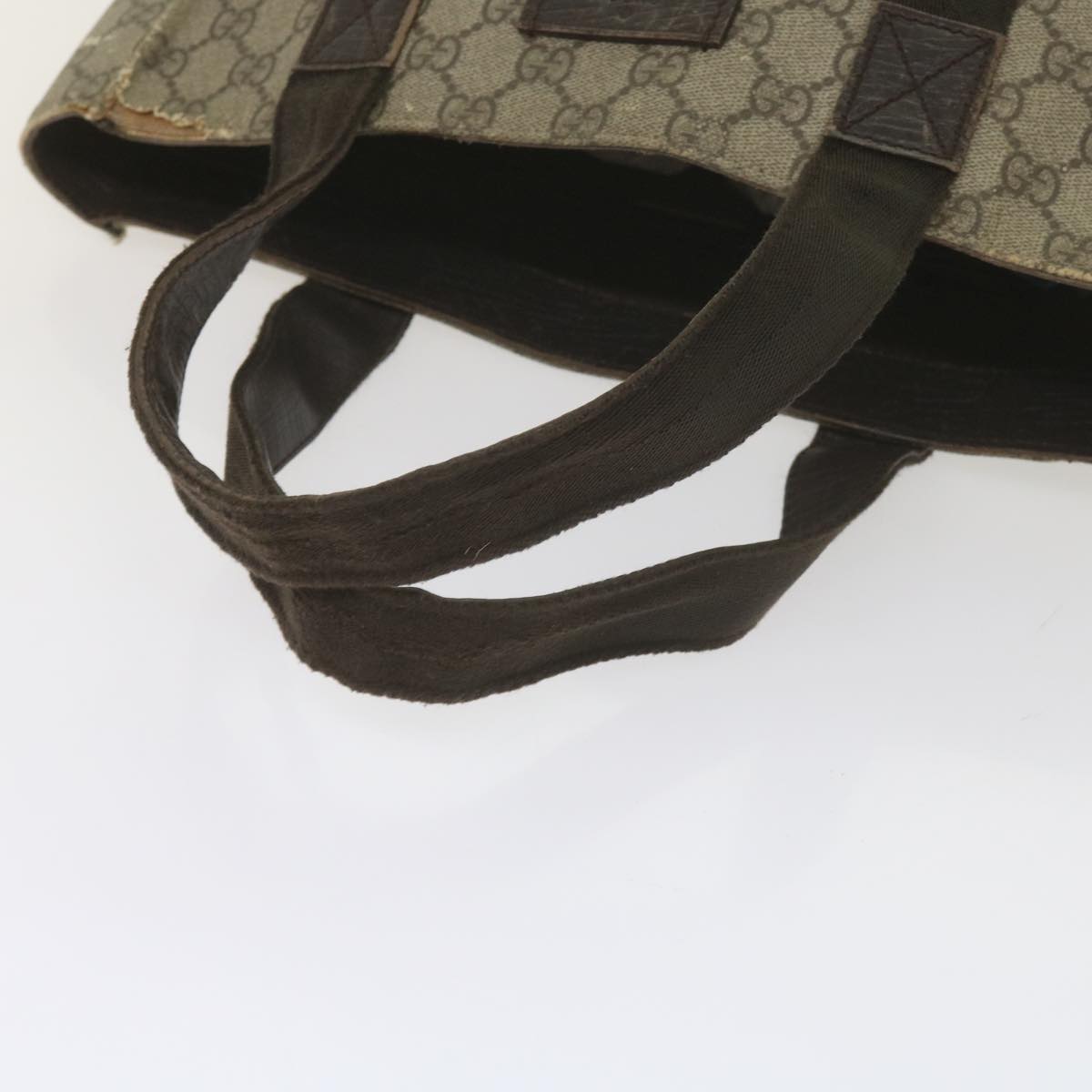 GUCCI GG Supreme Hand Bag PVC Leather Beige 141976 Auth 61845