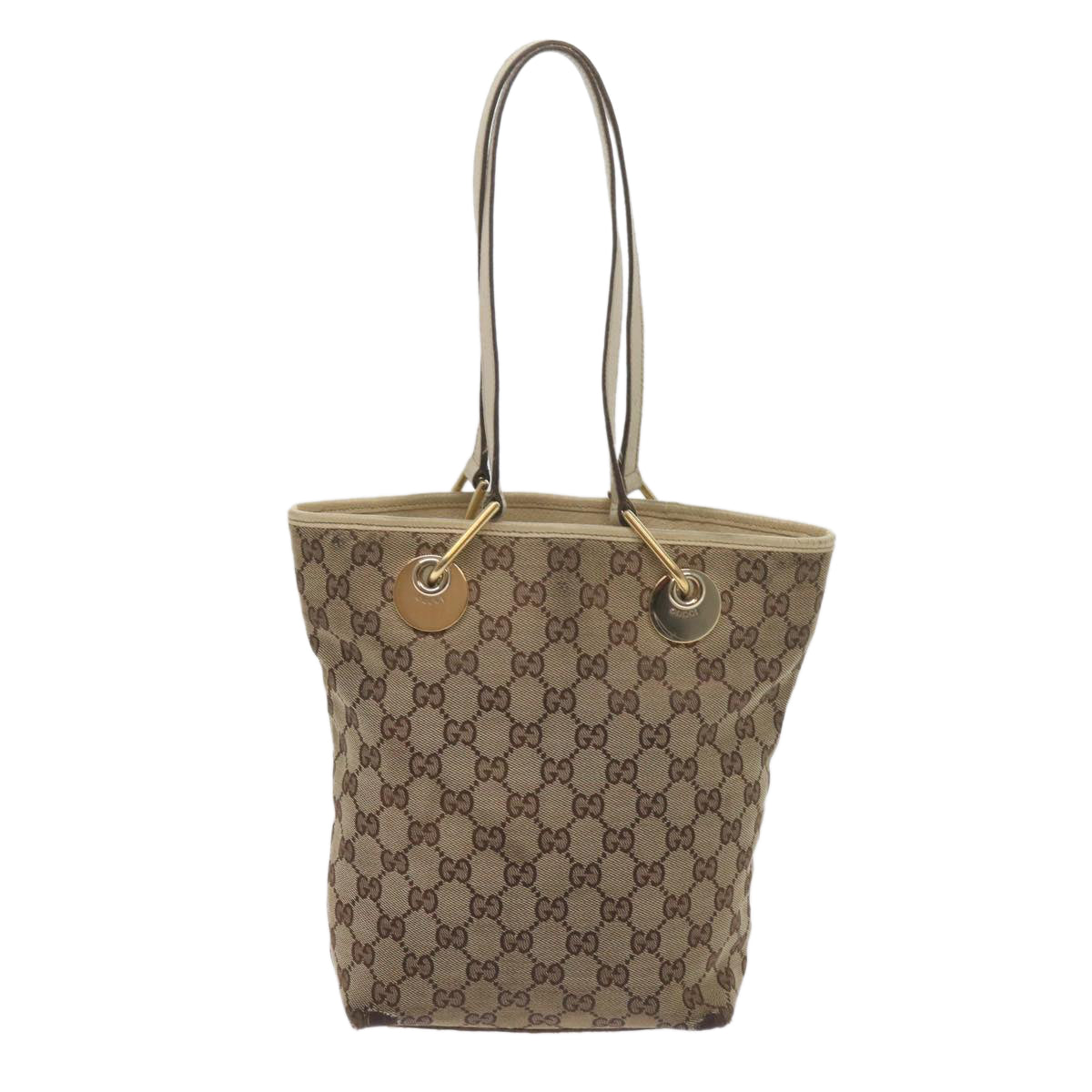 GUCCI GG Canvas Tote Bag Beige 120840 Auth 61846