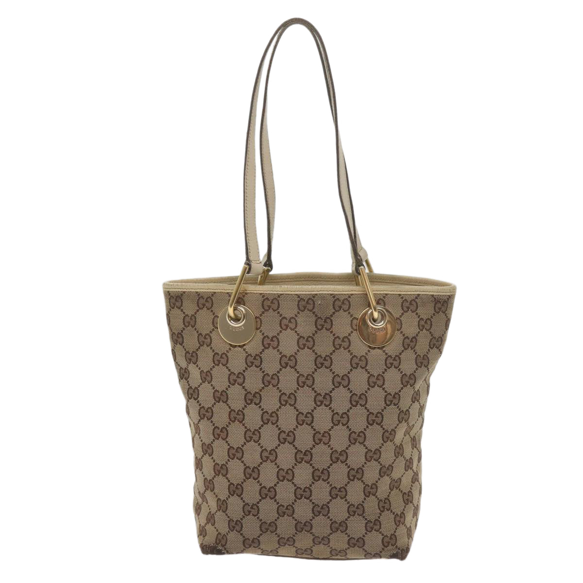 GUCCI GG Canvas Tote Bag Beige 120840 Auth 61846