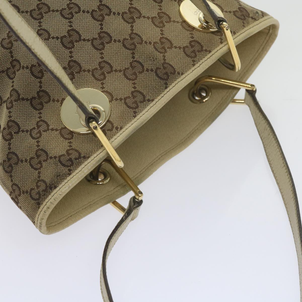 GUCCI GG Canvas Tote Bag Beige 120840 Auth 61846