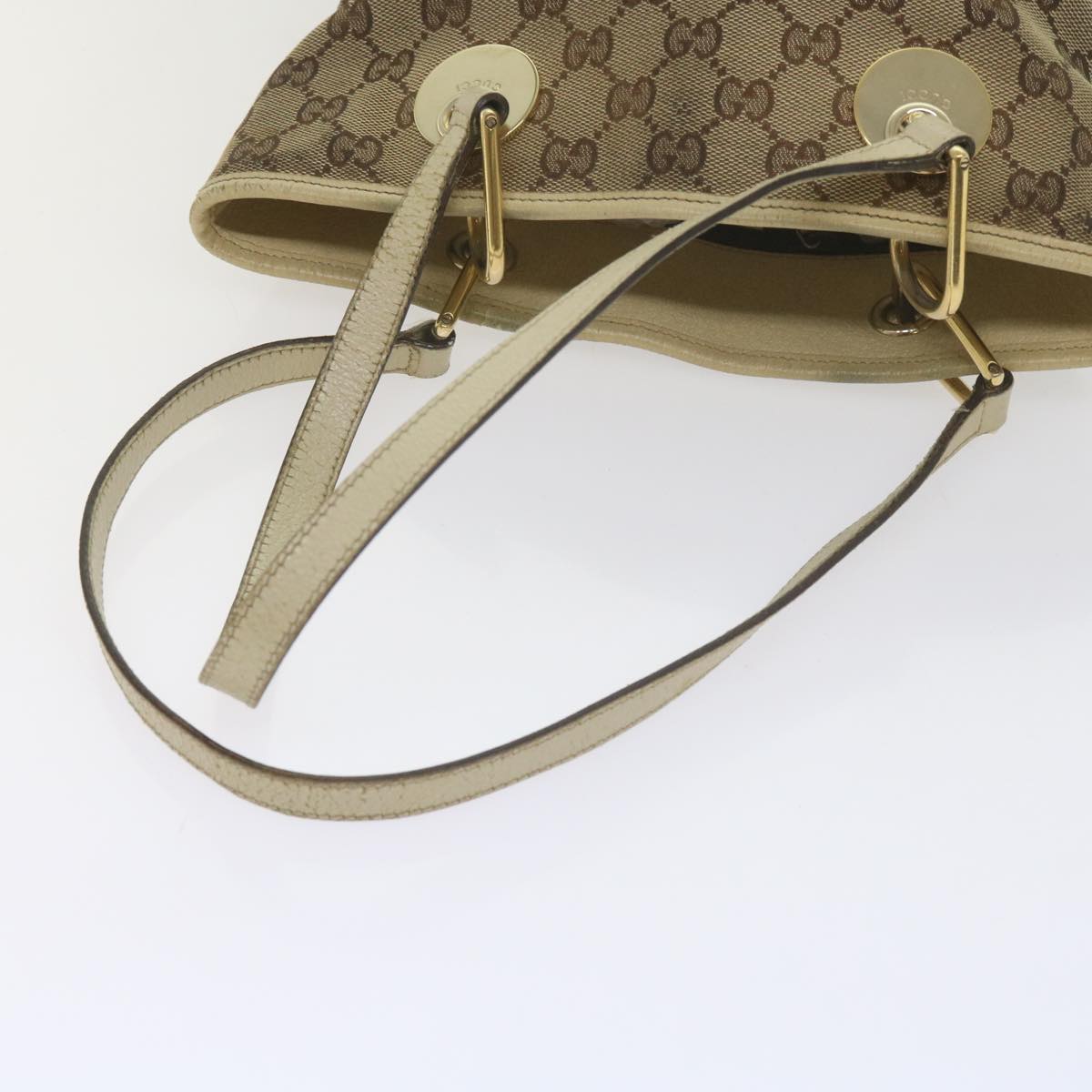 GUCCI GG Canvas Tote Bag Beige 120840 Auth 61846