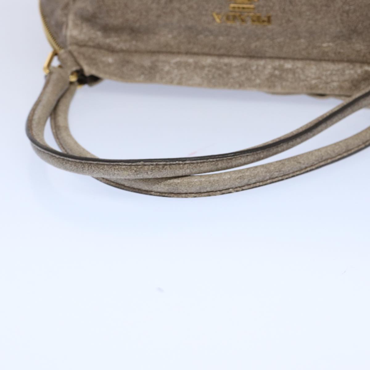 PRADA Tote Bag Leather Beige Auth 61880