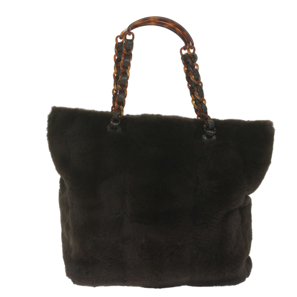 CHANEL Tote Bag Fur Brown CC Auth 61881 - 0