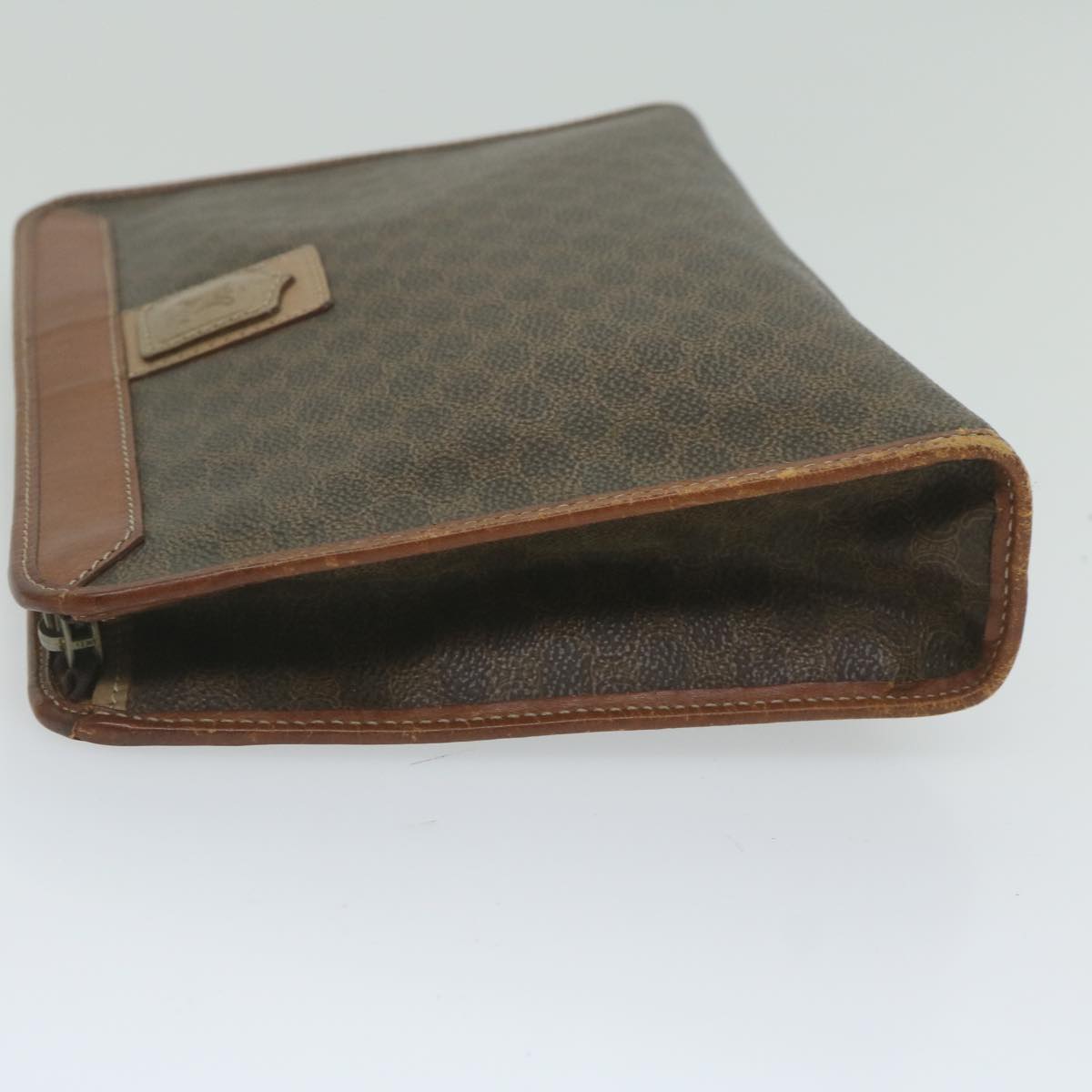 CELINE Macadam Canvas Clutch Bag PVC Leather Brown Auth 61892