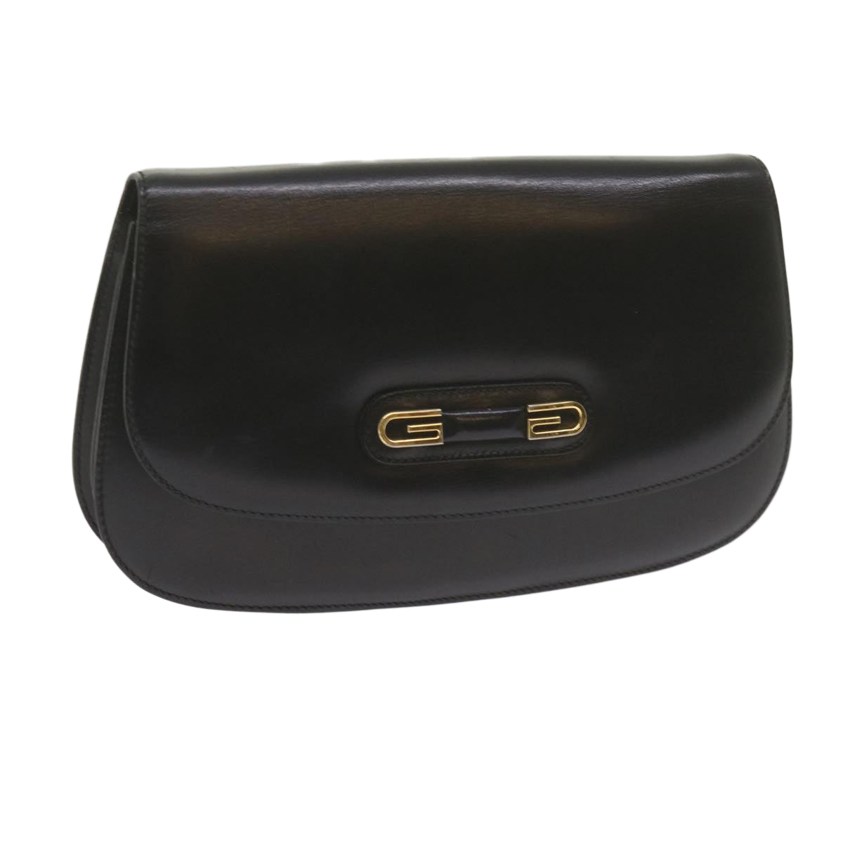 GUCCI Clutch Bag Leather Black Auth 61894