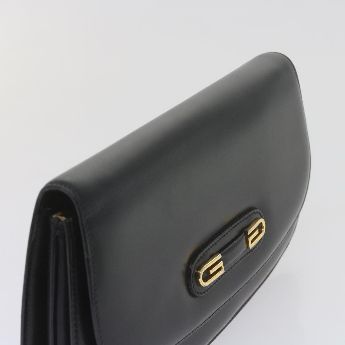 GUCCI Clutch Bag Leather Black Auth 61894