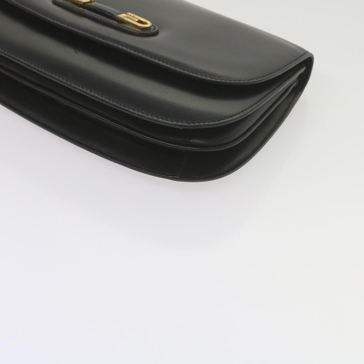 GUCCI Clutch Bag Leather Black Auth 61894