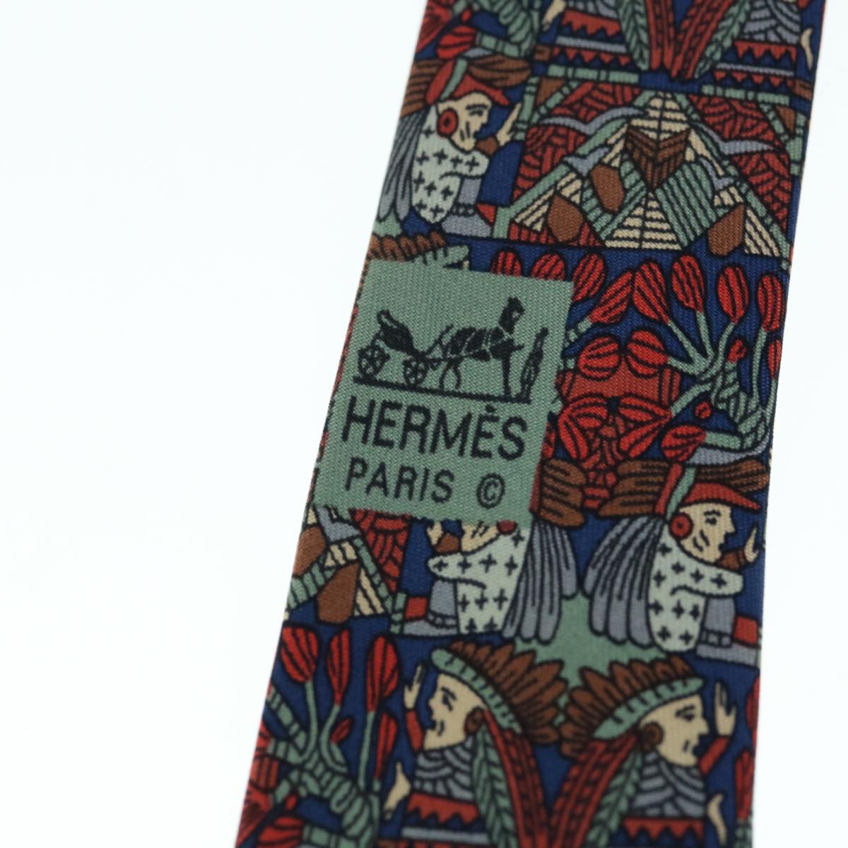 HERMES Necktie Silk Red Auth 61902