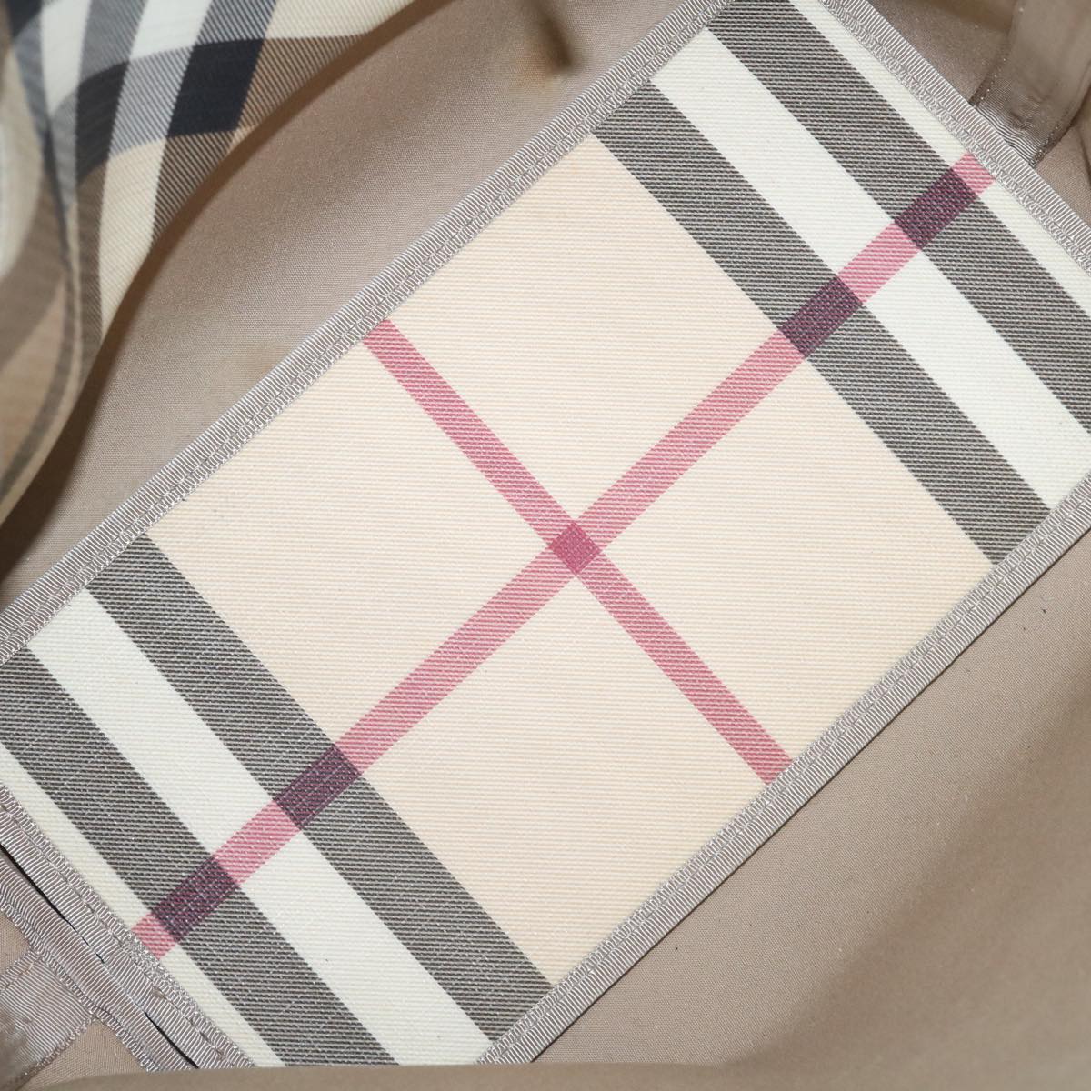 BURBERRY Nova Check Tote Bag Coated Canvas Beige Auth 61909