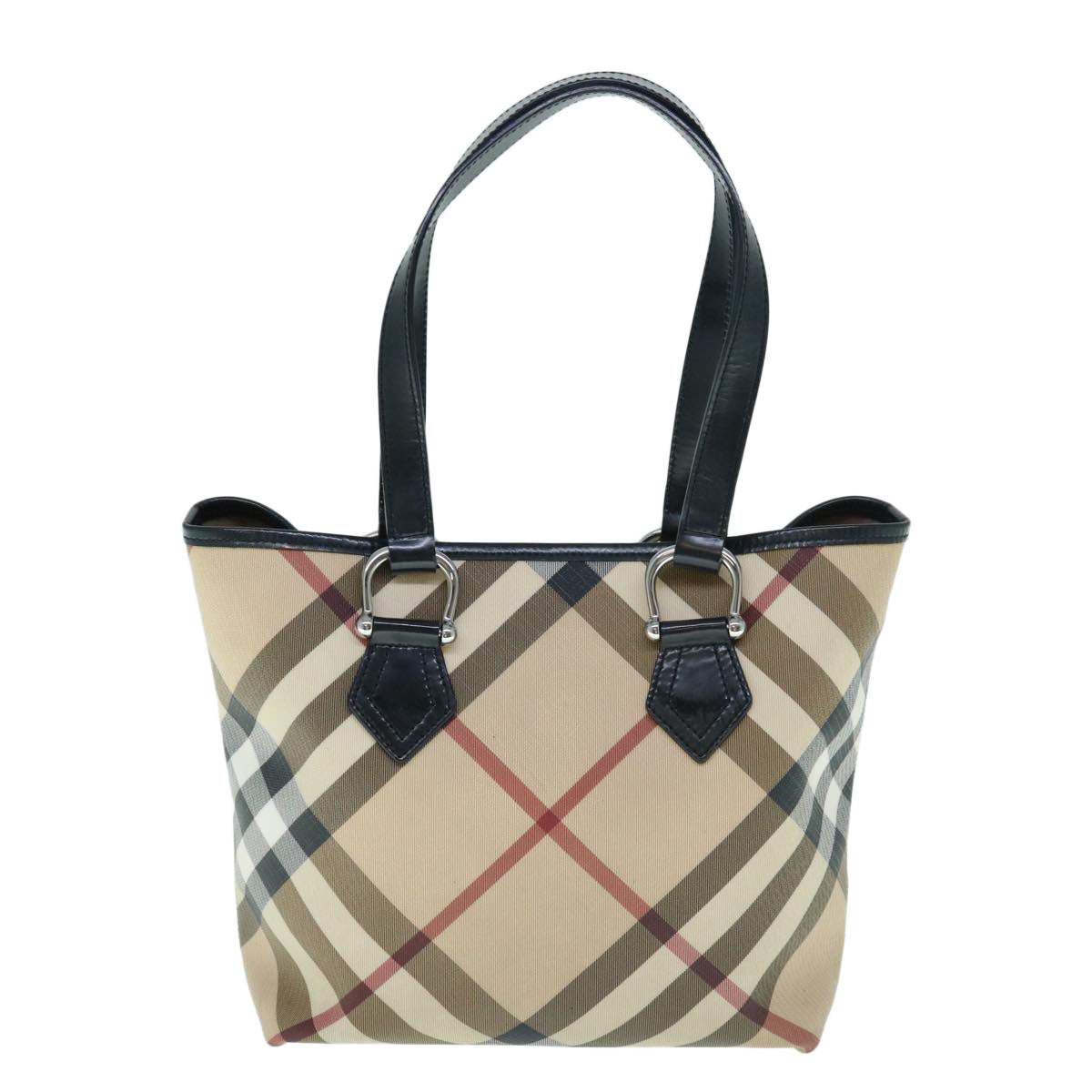 BURBERRY Nova Check Tote Bag Coated Canvas Beige Auth 61909 - 0