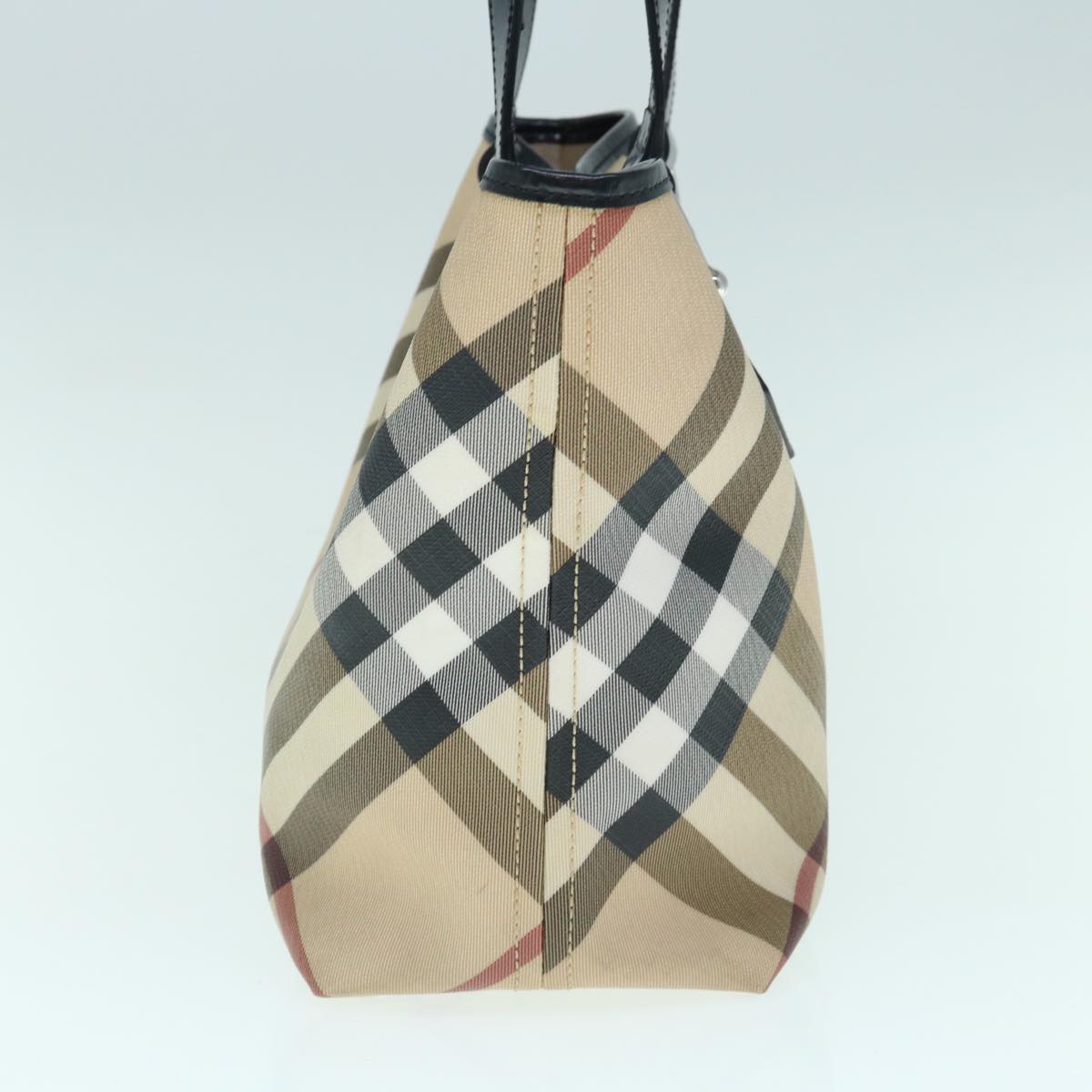 BURBERRY Nova Check Tote Bag Coated Canvas Beige Auth 61909