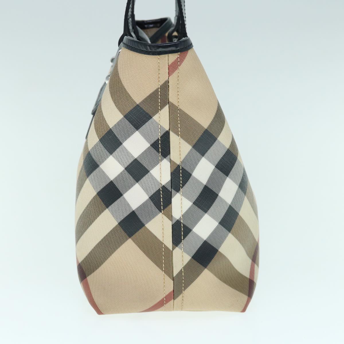 BURBERRY Nova Check Tote Bag Coated Canvas Beige Auth 61909