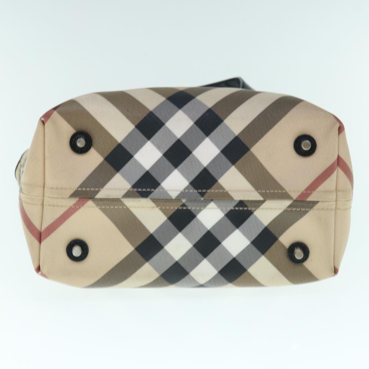 BURBERRY Nova Check Tote Bag Coated Canvas Beige Auth 61909