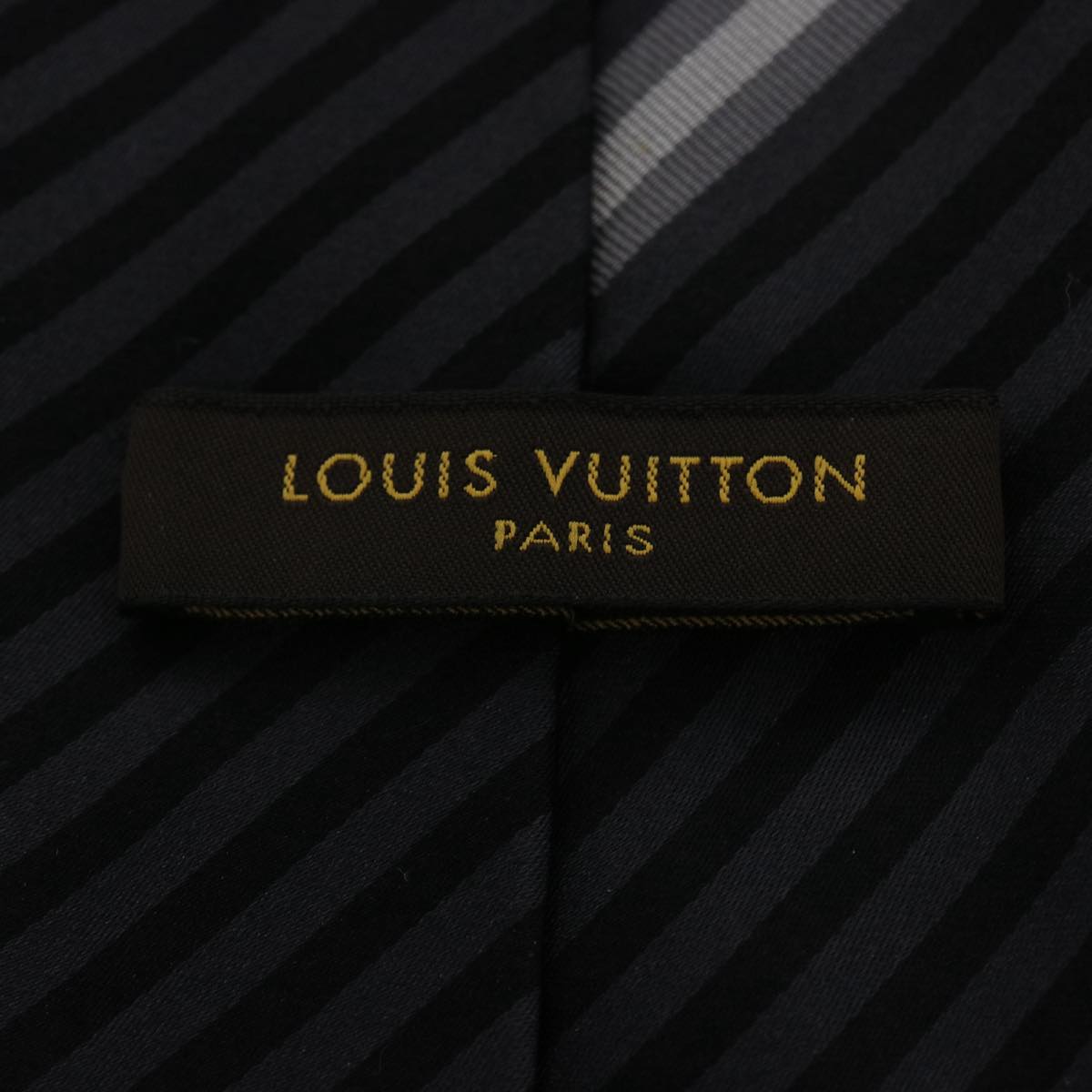 LOUIS VUITTON Necktie Silk Gray Black LV Auth 61940