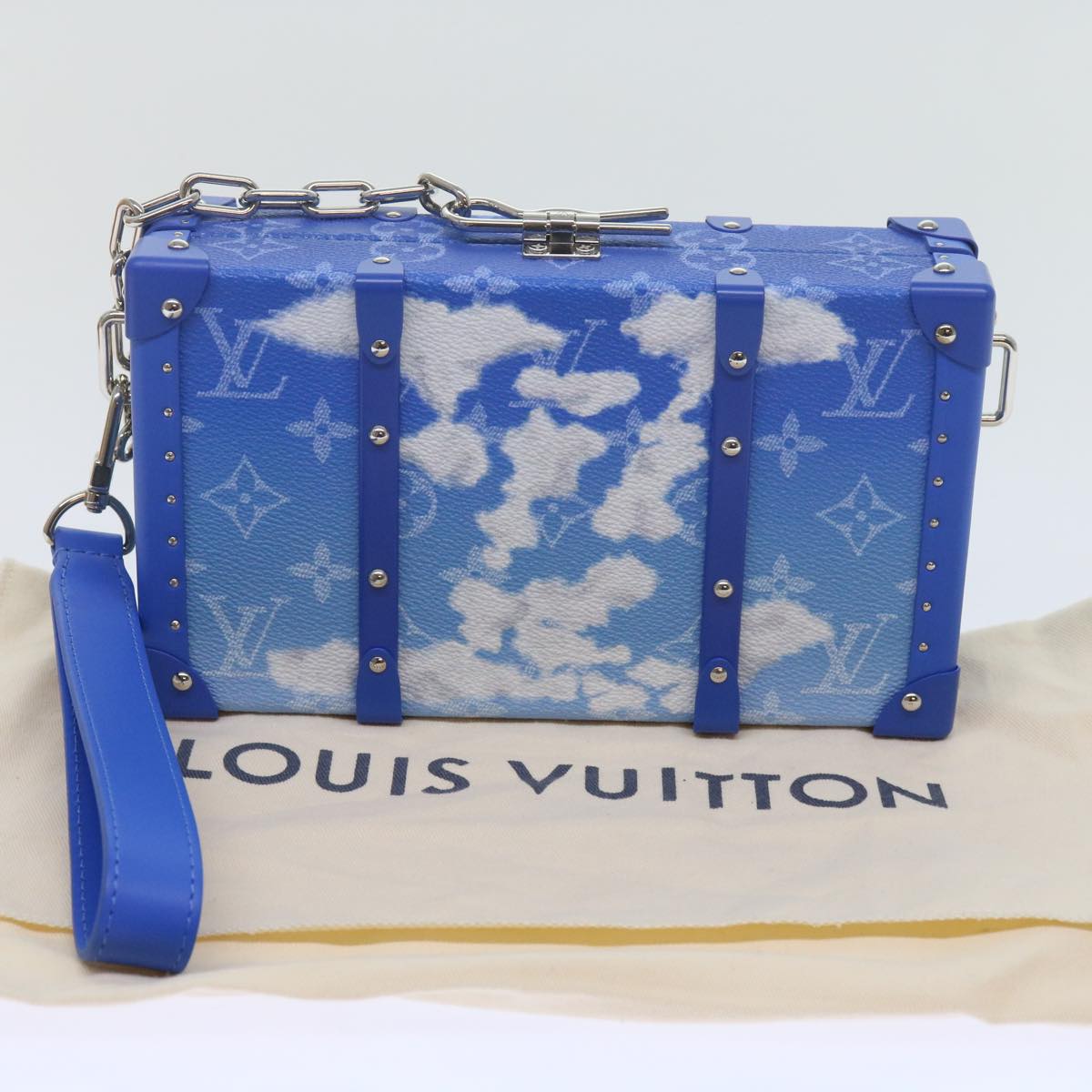 LOUIS VUITTON Monogram Clouds Wallet Trunk Clutch Bag Blue M20403 LV Auth 61941S