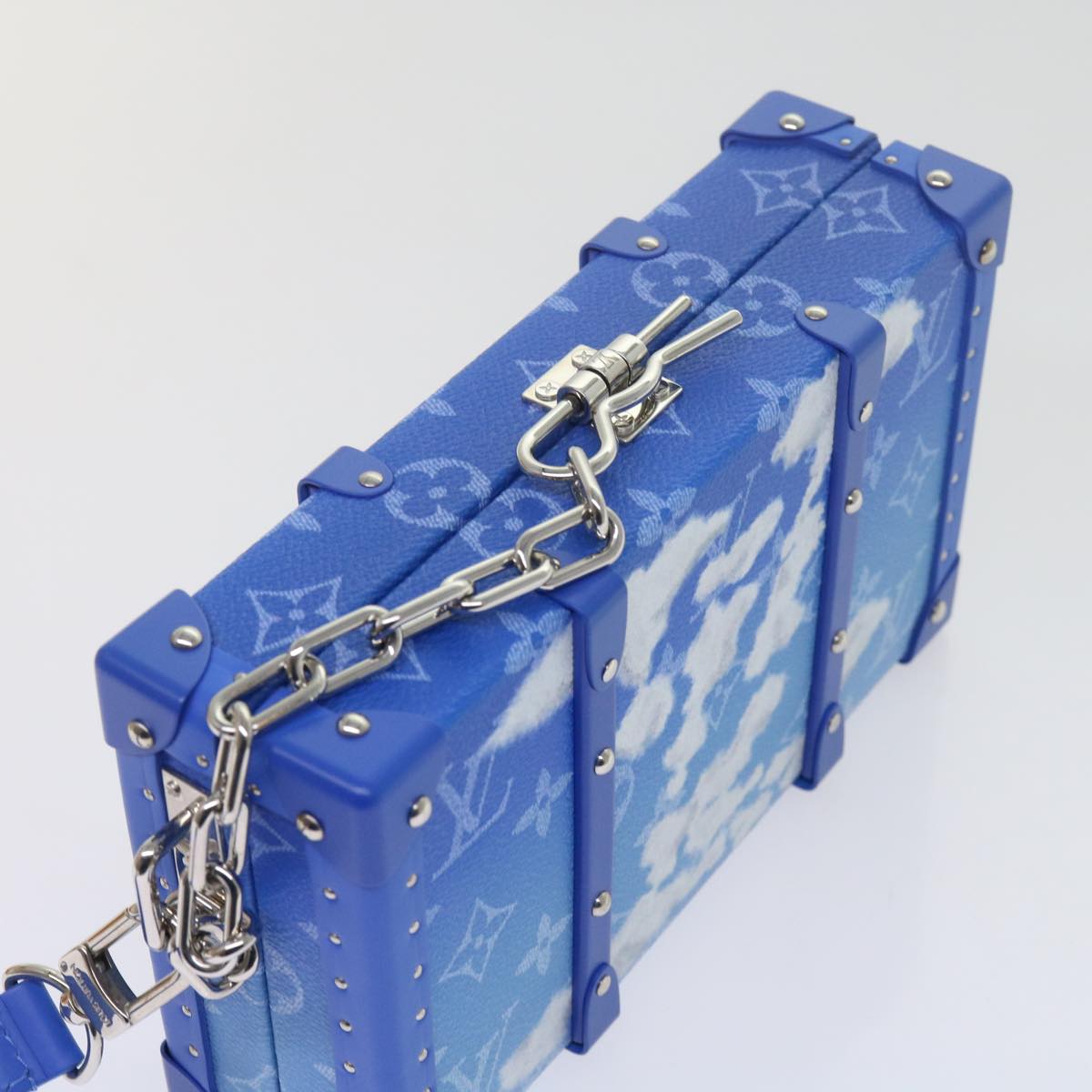 LOUIS VUITTON Monogram Clouds Wallet Trunk Clutch Bag Blue M20403 LV Auth 61941S