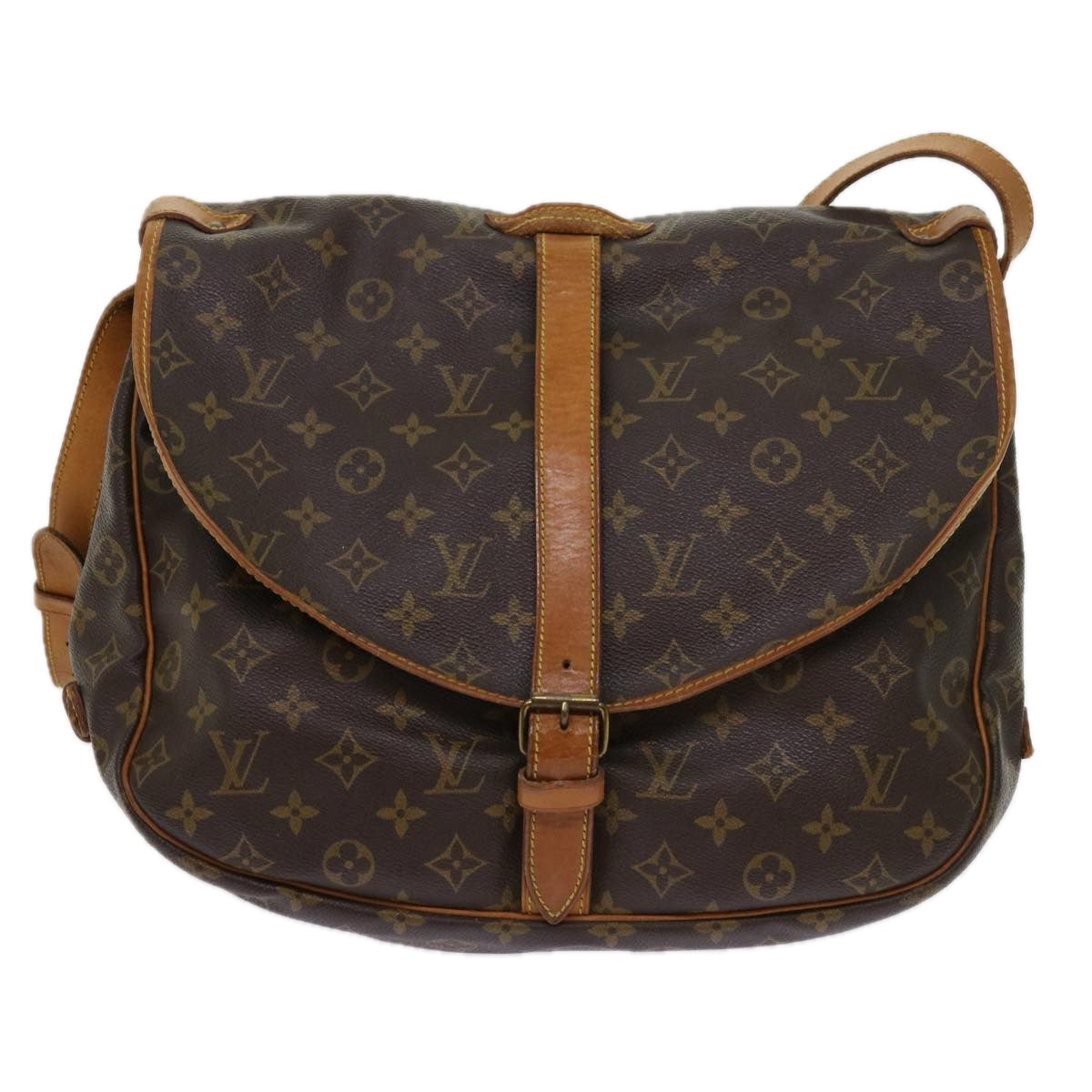 LOUIS VUITTON Monogram Saumur 35 Shoulder Bag M42254 LV Auth 61949